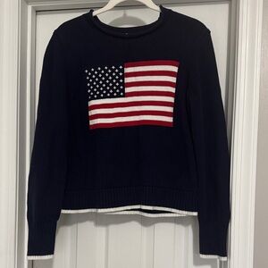 NWOT GAP Navy Sweater with American Flag Design